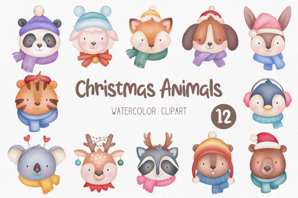 Adorable Festive Graphics: Cute Christmas Animals Clipart