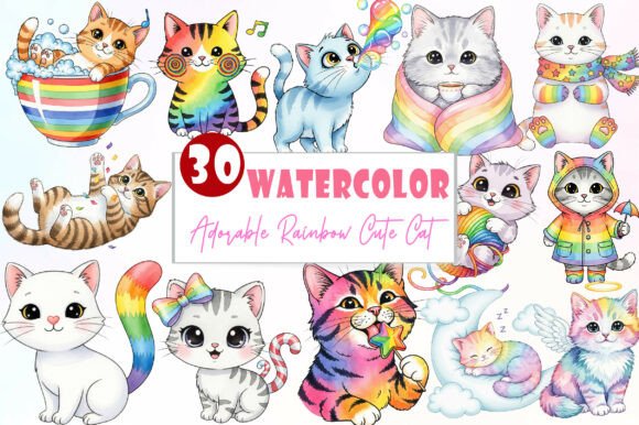 Adorable Rainbow Cute Cat Clipart: Beyond the Basics