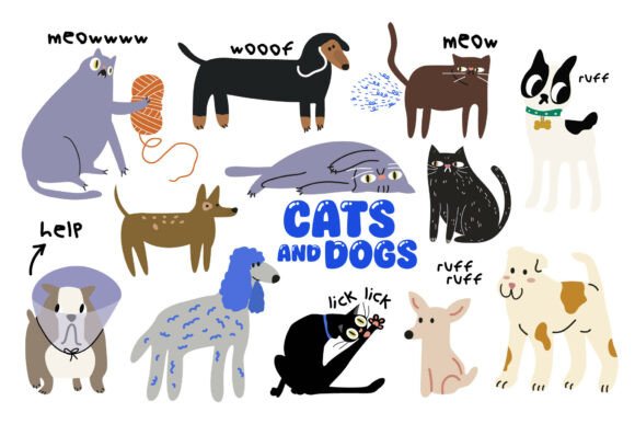 Cats and Dogs Clipart: A Versatile Character Collection