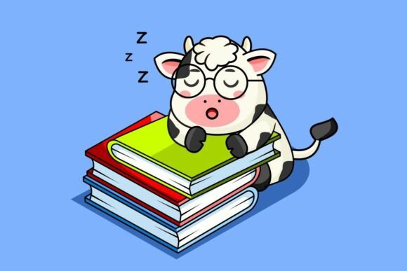 Charming Sleepy Cow: A Kawaii Reading Companion