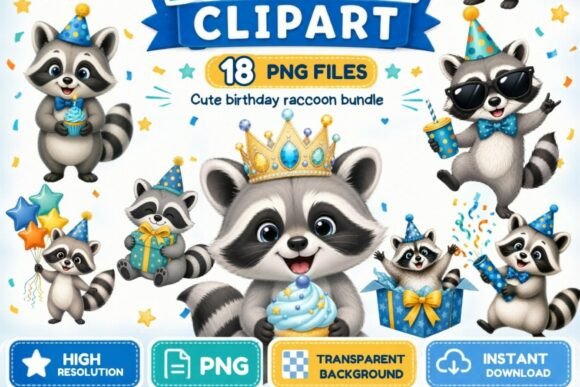 Creative Uses for Boy Raccoon Birthday Clipart PNG Designs