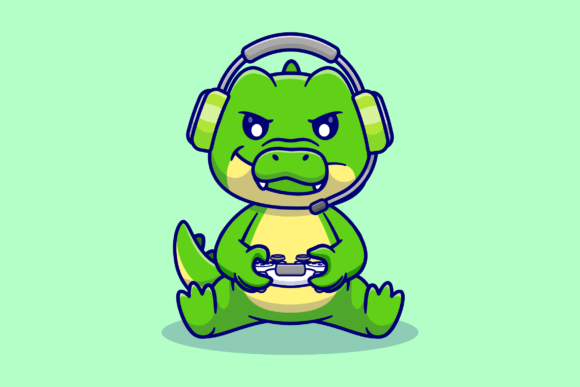 Cute Crocodile Gamer Playing Game: A Playful Vector for Modern Design
