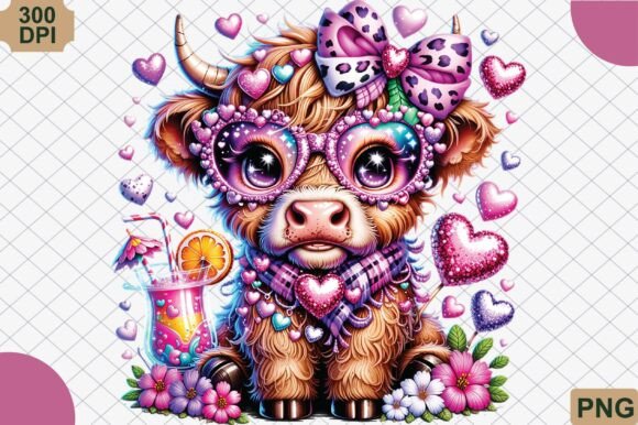 Cute Heart Highland Cow and Flowers PNG: A Designer's Guide to Farmhouse Charm