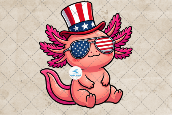 Cute Patriotic Axolotl 4th of July PNG: A Fresh Take on Festive Design