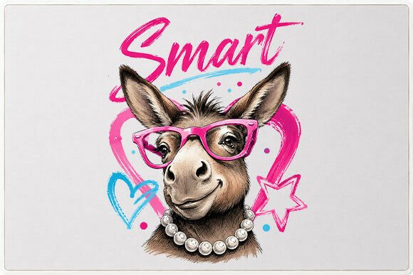 Cute Smart Donkey Graphic PNG: A Charming Design Asset