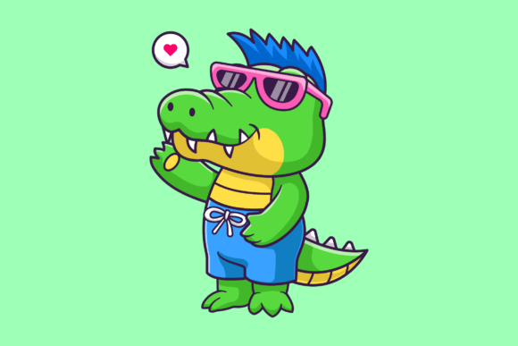 Cute Summer Crocodile Wearing Glasses: A Playful Design Asset