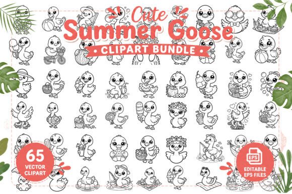 Cute Summer Goose Clipart Bundle: A Playful Design Toolkit