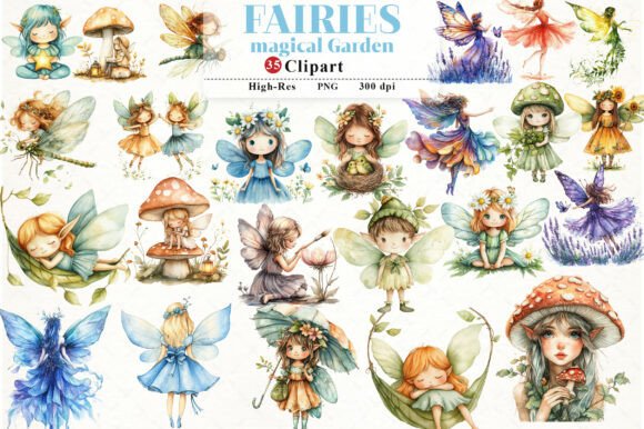 Enchant Your Designs: Magical Garden Fairies Clipart for Every Project