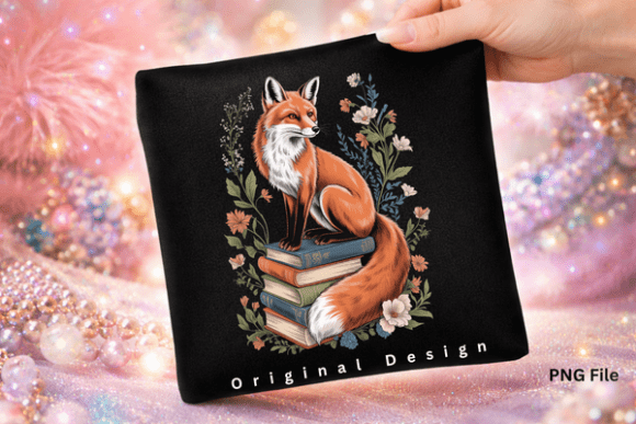 Floral Woodland Fox Book Lover PNG: A Creative Asset for Cozy Designs