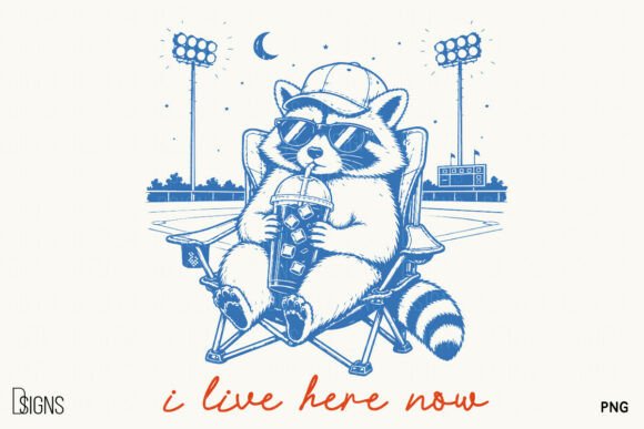 I Live Here Now Baseball Raccoon Coffee: Your New Favorite Design Asset