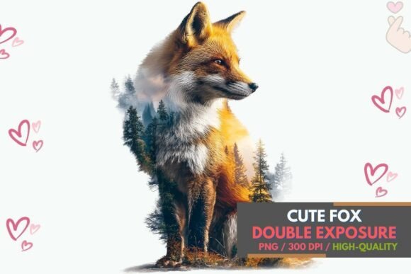 Majestic Fox Double Exposure PNG Art: A Designer's Asset