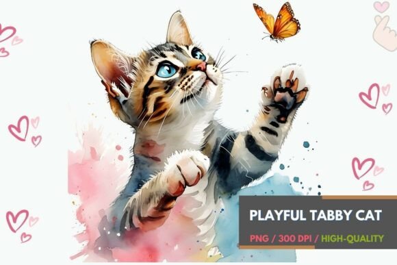 Playful Tabby Cat Sublimation Art: Your Whimsical Design Asset