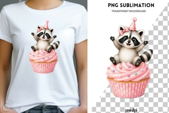 Raccoon Cupcake PNG, Cute Birthday: Crafting Charm for Woodland Themes
