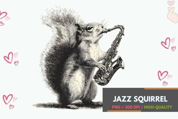 Squirrel Jazz Sublimation Art PNG: A Whimsical Addition to Your Creative Toolkit