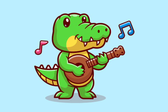 The Ultimate Cute Crocodile Playing Guitar Cartoon Vector Asset