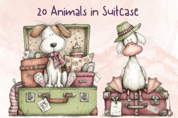 Whimsical Animals in Suitcase Clipart: A Designer's Guide