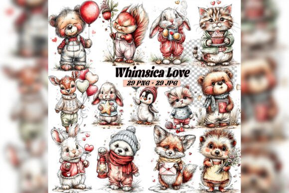 Whimsical Love Teddy Clipart Set: Your Go-To for Cozy Designs