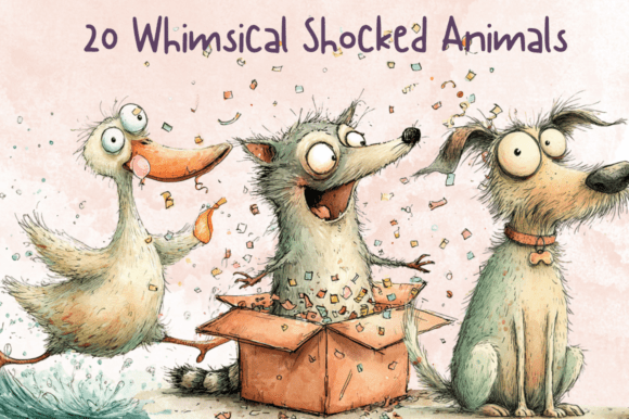Whimsical Shocked Animals Clipart Set: Instant Personality for Your Projects